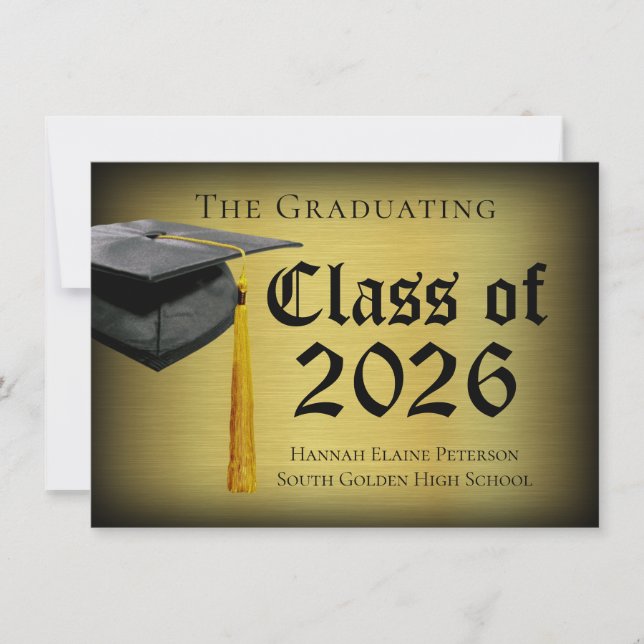Gold Cap/Tassel Graduation Announcement (Front)