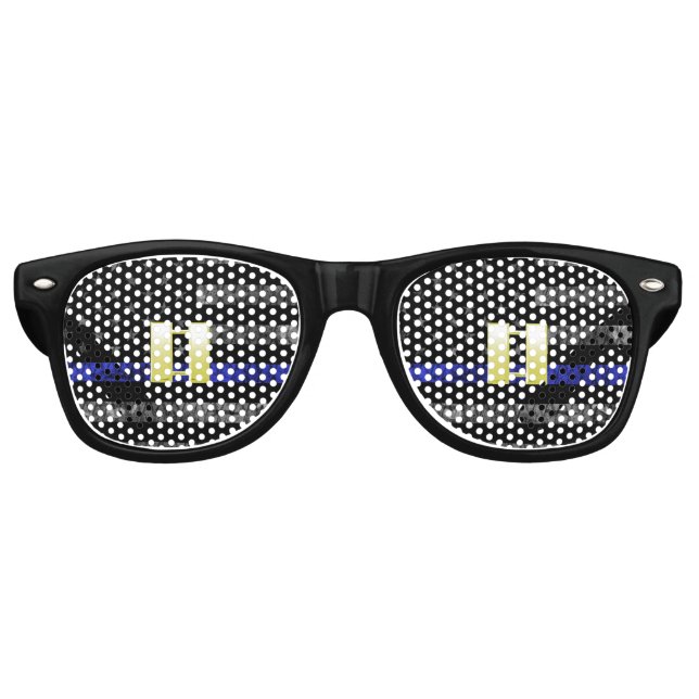(Gold) Captain Thin Blue Line Distressed Flag Retro Sunglasses (Front)