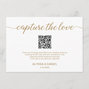 Gold Capture the love QR code wedding photo share Enclosure Card