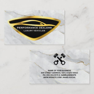 Gold Car   Marble Background Business Card