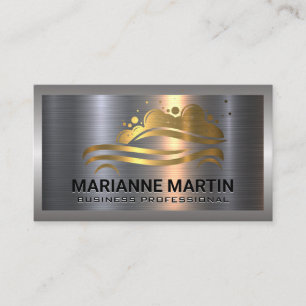 Gold Car Wash Logo Metal Aluminium Brushed Business Card