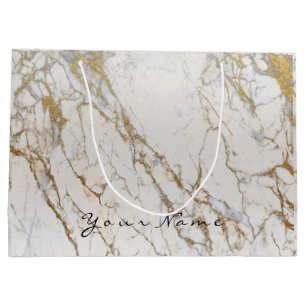 Gold Carrara Marble Metallic Gift Grey Silver VIP Large Gift Bag