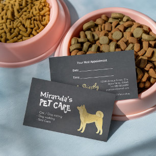 Gold Cartoon Puppies Akita Inu / Shiba Inu Pet Car Appointment Card