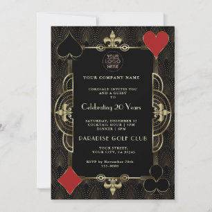 Gold Casino Corporate Party 20 Years Anniversary Invitation
