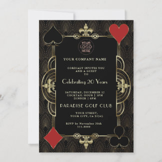 Gold Casino Corporate Party 20 Years Anniversary Invitation