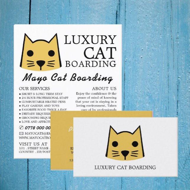 Gold Cat, Cat Boarding, Cattery Advertising Flyer (Creator Uploaded)
