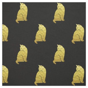 Gold Cat on Black Fabric