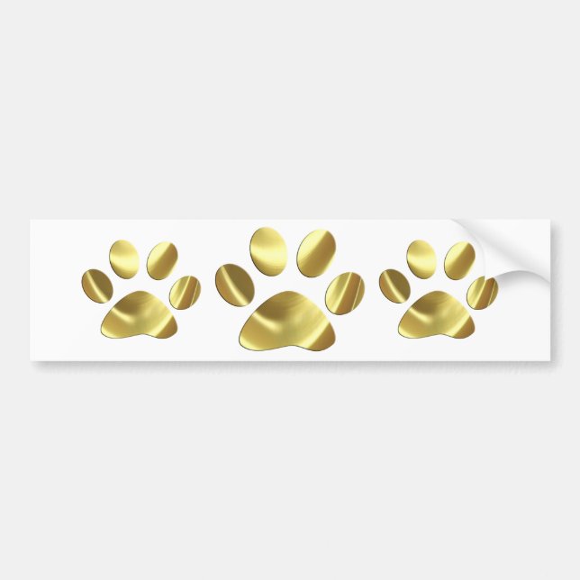 Gold Cat Paw Print Bumper Sticker (Front)