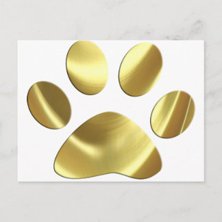 Gold Cat Paw Print Postcard
