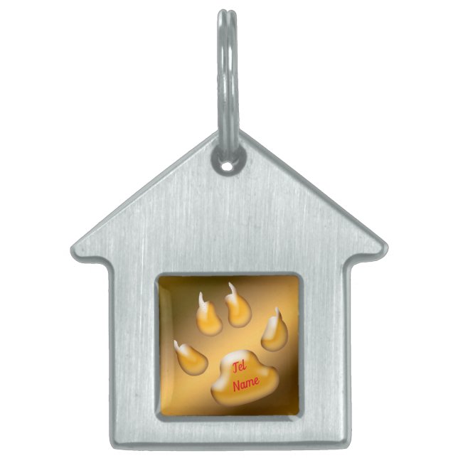 Gold Cat Pet ID Tag (Front)