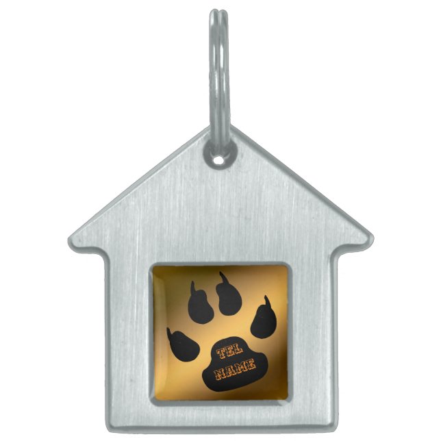 Gold Cat Pet ID Tag (Front)