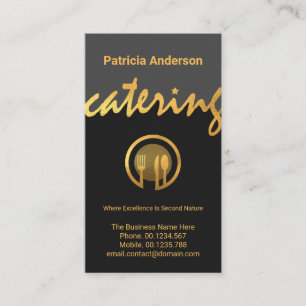 Gold Catering Signage Gold Cutlery Restaurant Business Card