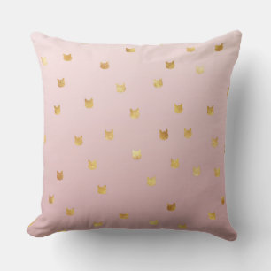 Gold Cats Blush Pink Ombre Cushion