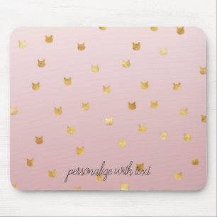 Gold Cats Blush Pink Ombre Mouse Pad
