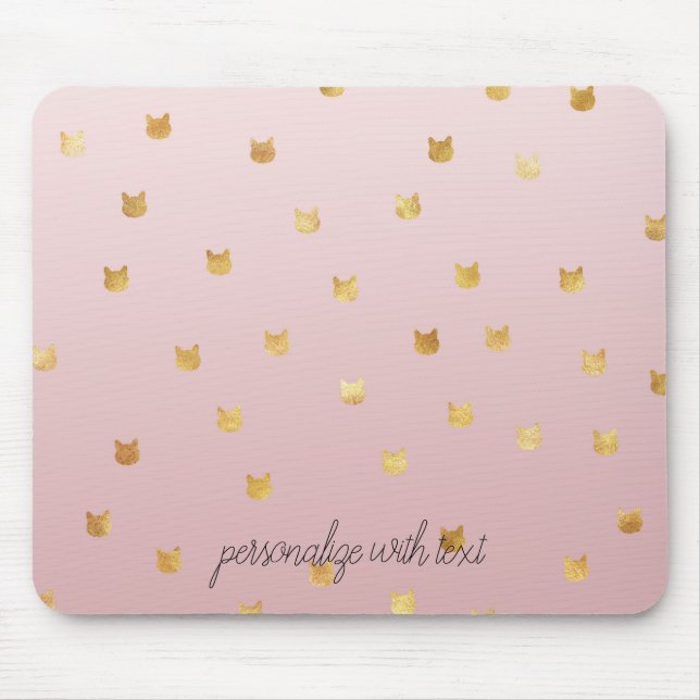 Gold Cats Blush Pink Ombre Mouse Pad (Front)