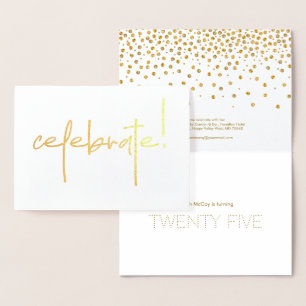 Gold Celebrate Any Age Birthday Party Foil Card