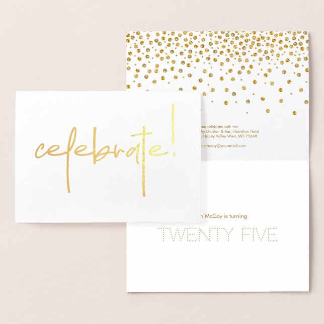 Gold Celebrate Any Age Birthday Party Foil Card (Display)