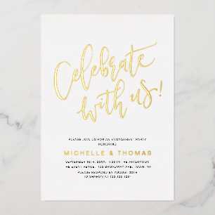 Gold Celebrate With Us Script  Modern Simple