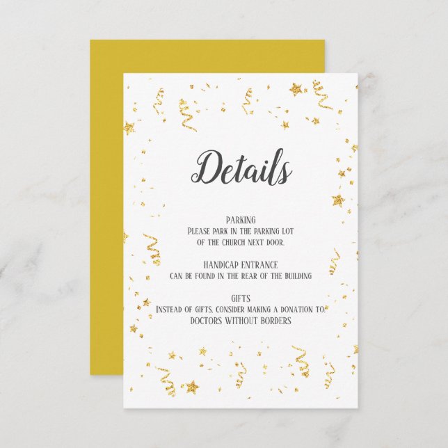 Gold Celebration Detail Insert Card (Front/Back)