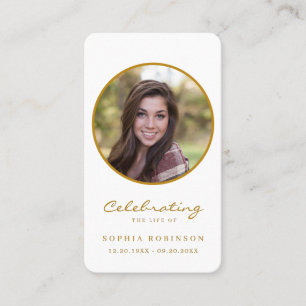 Gold Celebration of Life Photo Funeral Prayer Card