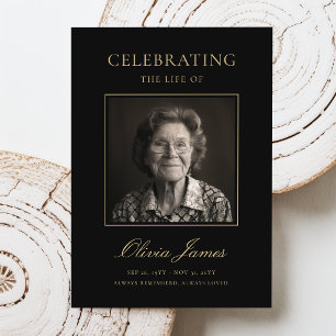 Gold Celebration of Life Photo Funeral Program