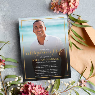 Gold Celebration of Life Photo Invitation