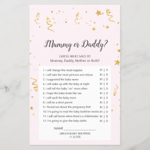 Gold Celebration on Pink Mummy or Daddy Game Flyer