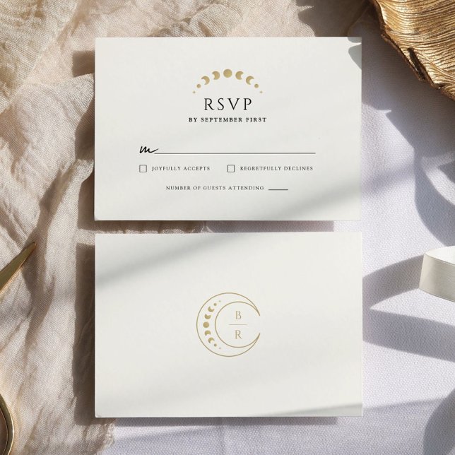 Gold Celestial Moon Wedding RSVP Card (Creator Uploaded)