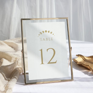 Gold Celestial Moon Wedding Table Number