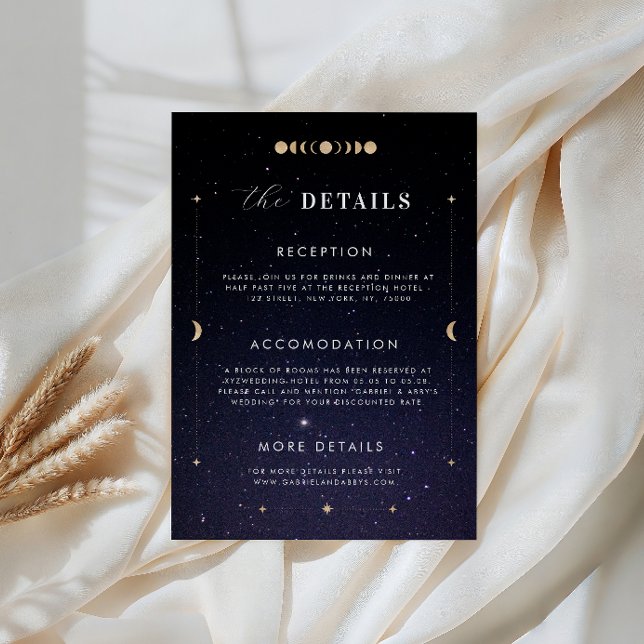 Gold Celestial Starry Moon Details Wedding Card  (Creator Uploaded)