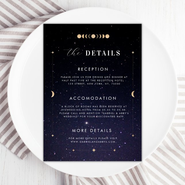 Gold Celestial Starry Moon Details Wedding Card  (Creator Uploaded)