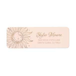 Gold Celestial Sun & Moon on Blush Return Address Label