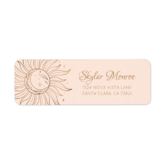 Gold Celestial Sun & Moon on Blush Return Address Label