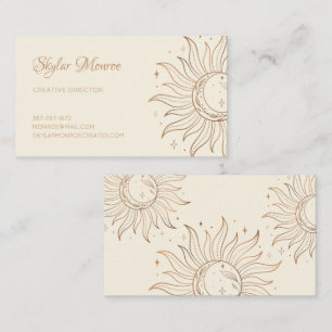 Gold Celestial Sun & Moon on Ivory Business Card