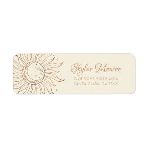 Gold Celestial Sun & Moon on Ivory Return Address Label