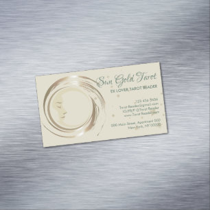 Gold Celestial Tarot Reader Magnetic Business Card