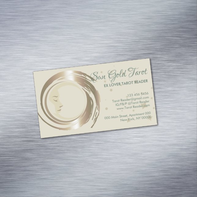 Gold Celestial Tarot Reader Magnetic Business Card (In Situ)