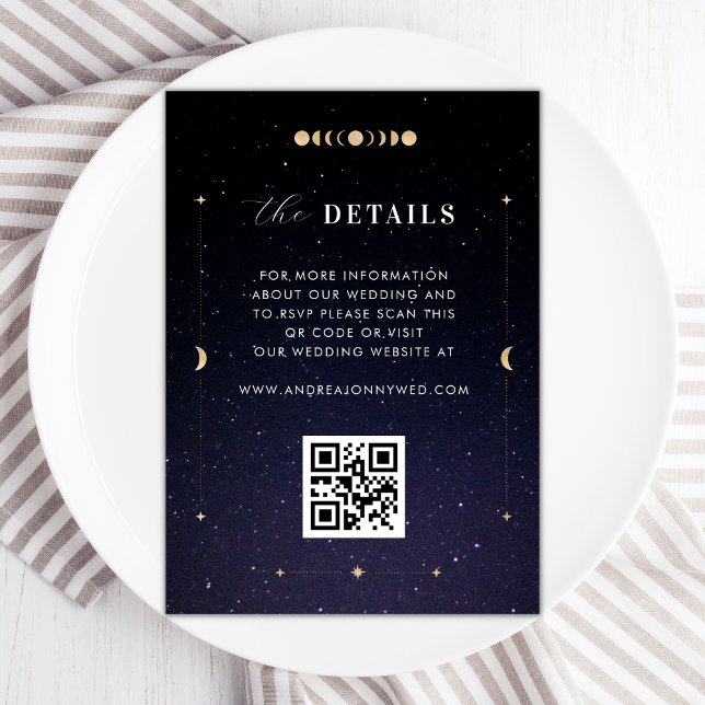 Gold Celestial Universe Moon Details Wedding Card  (Creator Uploaded)