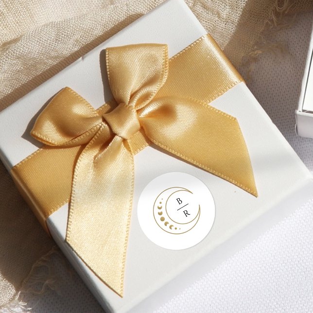 Gold Celestial Wedding  Classic Round Sticker (Creator Uploaded)