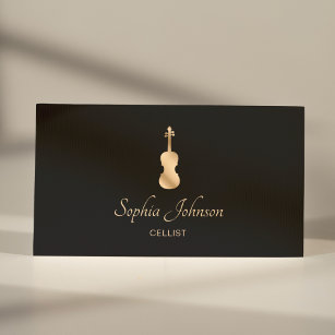 Gold Cello Elegant Script Business Card