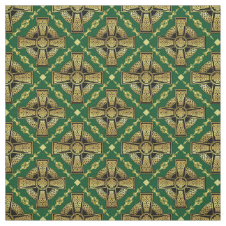 Gold Celtic cross/braided knot design cloth green