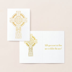 Gold Celtic Cross   Religious Foil Card