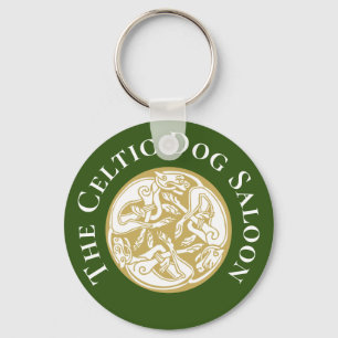 Gold Celtic Dog Trio Custom  Key Ring