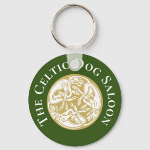 Gold Celtic Dog Trio Custom  Key Ring