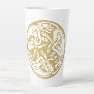 Gold Celtic Dog Trio Latte Mug
