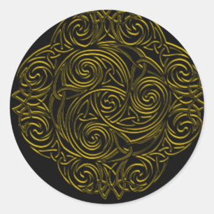 Gold Celtic Emblem Classic Round Sticker