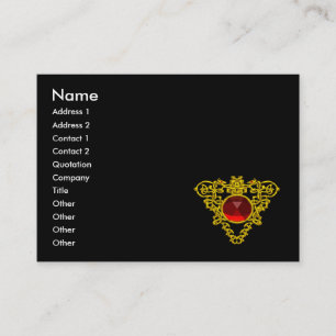 GOLD CELTIC HEART JEWEL,RED RUBY GEMSTONE Black Business Card