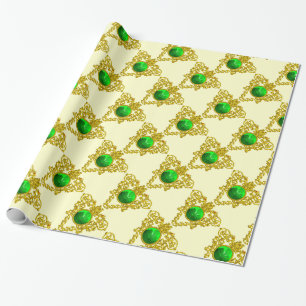 GOLD CELTIC HEART Saint Patrick's Day Wrapping Paper