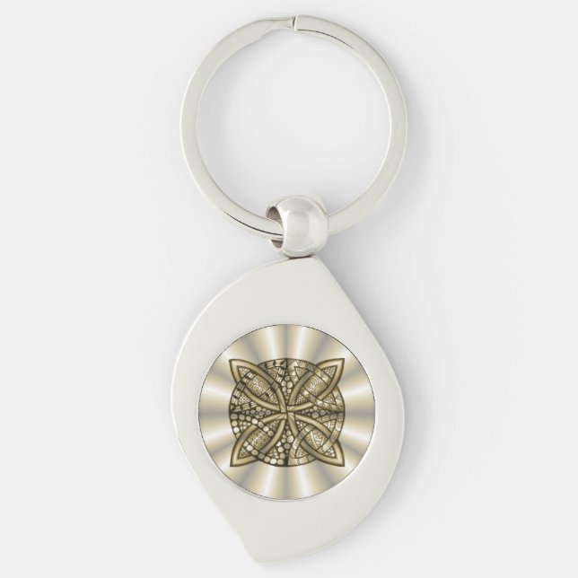 Gold Celtic Knot Original Artistic Design Key Ring (Front)