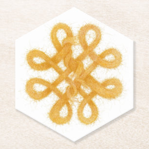 GOLD CELTIC KNOT Pointed Hexagon Paper Coasters